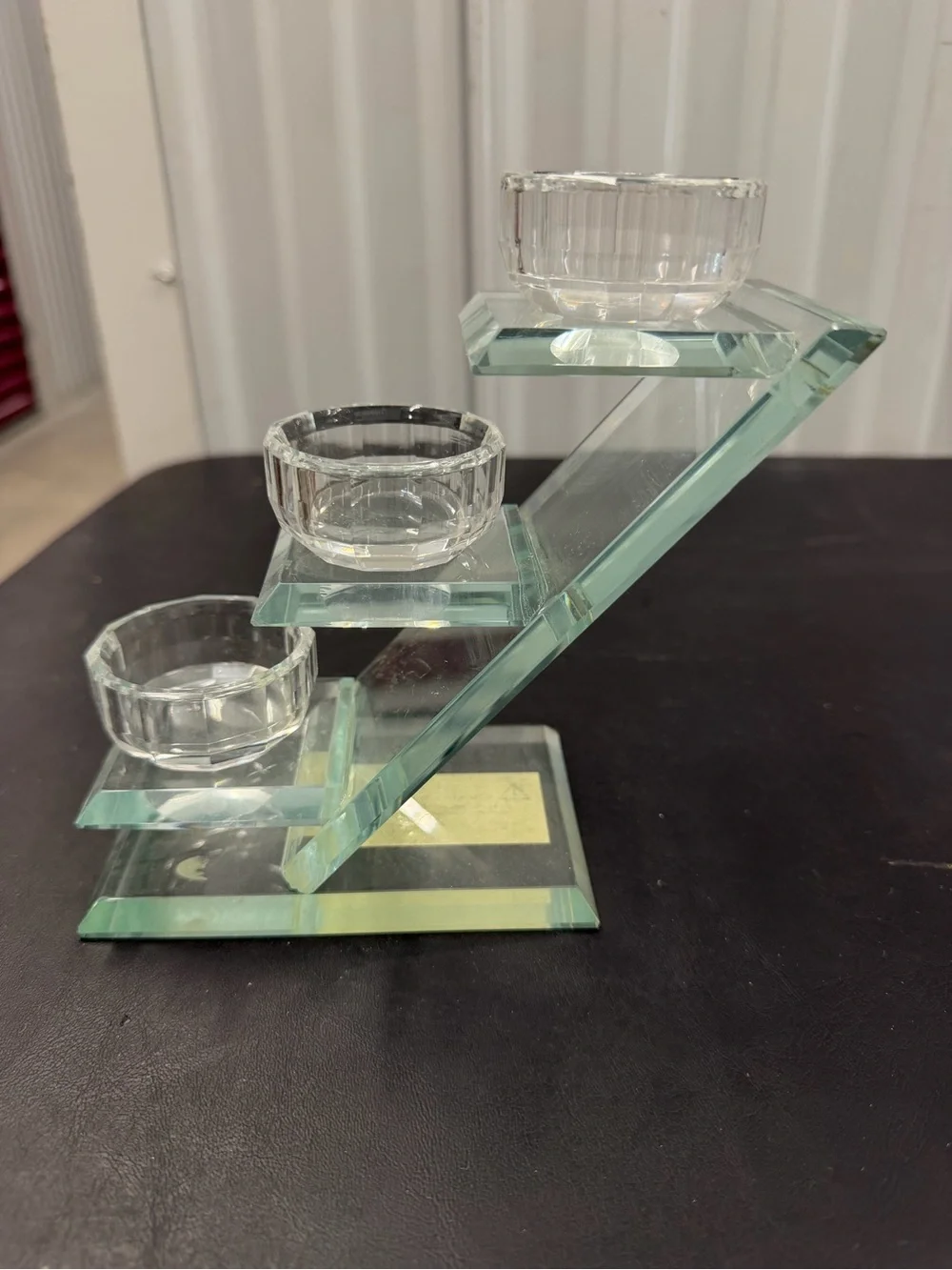 Vintage Clear Glass Three-Tier Candle Holder